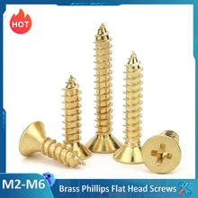 M2 M3 M3.5 M4 M5 M6 Brass Phillip Cross Recessed Countersunk Flat Head Self-tapping Screws Wood Screw
