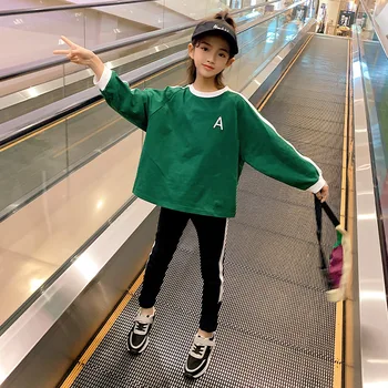 

YourSeason Children Cotton Two Piece Set 2020 Spring Autumn Big Girls Letter Shirt And Long Trouser Korean Sports Clothes Suit
