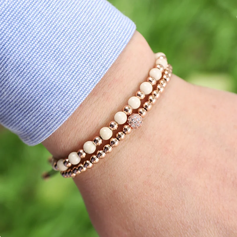 Fashion New Design Small Natural Stone Beads Bracelet Stainless Steel Beaded Adjustable Bracelet Set Women Men - Image 6