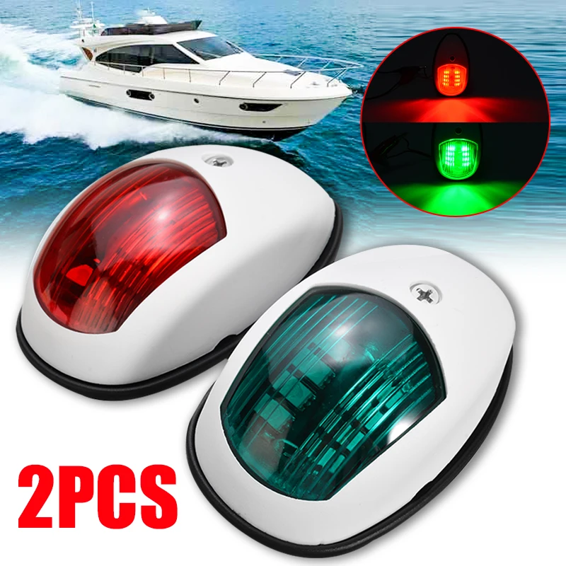 

2pcs Universal Marine Boat Yacht LED Navigation Light Lamp Red/Green Housing ABS Plastic Signal Light 10V-30V