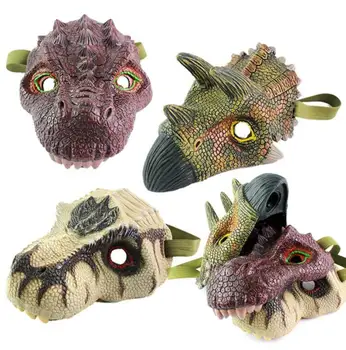 

Silicone Child Animal Mask Dinosaur Dinosaur Halloween Realistic Dinosaur Mask Mardi Gras Action Figures Gags Practical Jokes