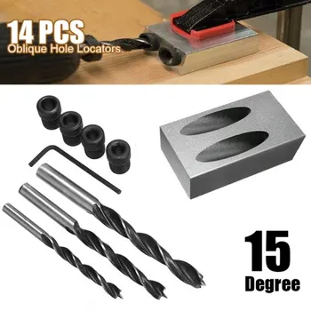 

DIY Carpentry Tool Jig Kit 6/8/10mm Woodworking Drill Guide Hole Puncher Locator Jig Drill Bit Set pocket hole jig kit
