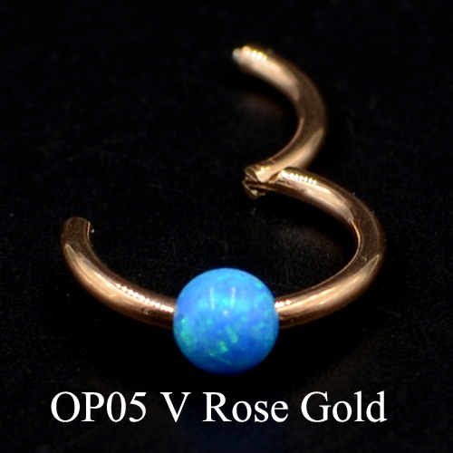 1Piece G23 18g&16gTitanium Opal Segment Hinged Ring Septum Nose Clicker Piercing Nose Lip Earrings Helix Nose Piercing