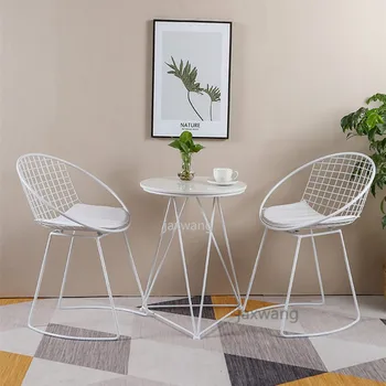 

Nordic Bar Stool Wrought Iron Stool Modern Minimalist Back Bar Chair Creative Personality Bar Chair Coffee Shop Lounge Chair