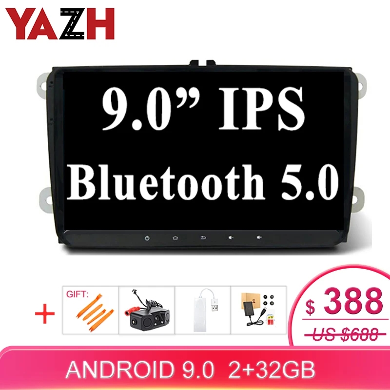 YAZH 2 Din Android 9 0 автомобильный головной убор для Skoda Seat /PASSAT B6/ Polo с ГБ 32 1080P HD IPS