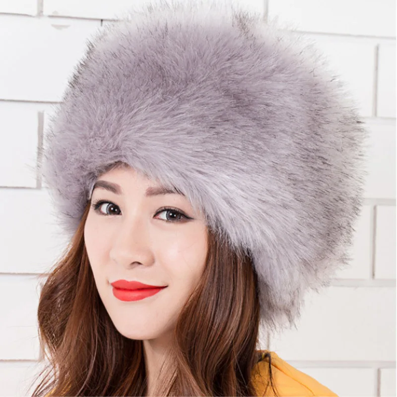 

Winter Warm Thick Furry Hairbands Fluffy Faux Fur Turban Women Girls Mix-Color Headbands Hats Outdoor New Fashion Earwarmer