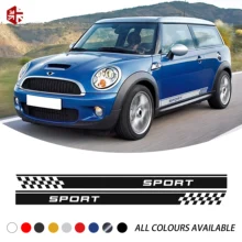 ^#Cheap 2 Pcs Racing Sport Checkered Styling Car Door Side Stripes Sticker Body Decal For MINI Cooper S R56 JCW One 3d Accessories ^#Cheap 2 Pcs Racing Sport Checkered Styling Car Door Side Stripes Sticker Body Decal For MINI Cooper S R56 JCW One 3d Accessories