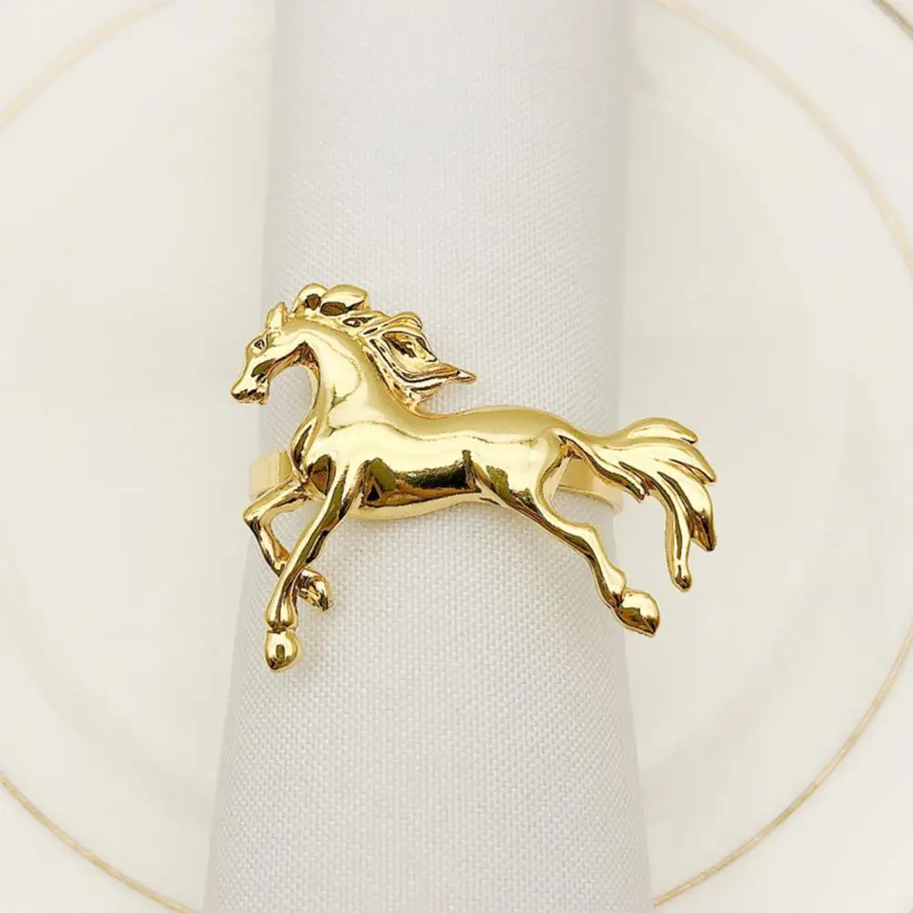 6pcs Creative high-end European animal horse napkin buckle creative metal napkin ring hotel model room Christmas ring