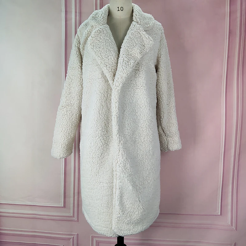 Женское плюшевое пальто из искусственного меха, теплое зимнее толстое плюшевое длинное розовое меховое пальто для девушек размера плюс 3XL, пальто, модные куртки, верхняя одежда