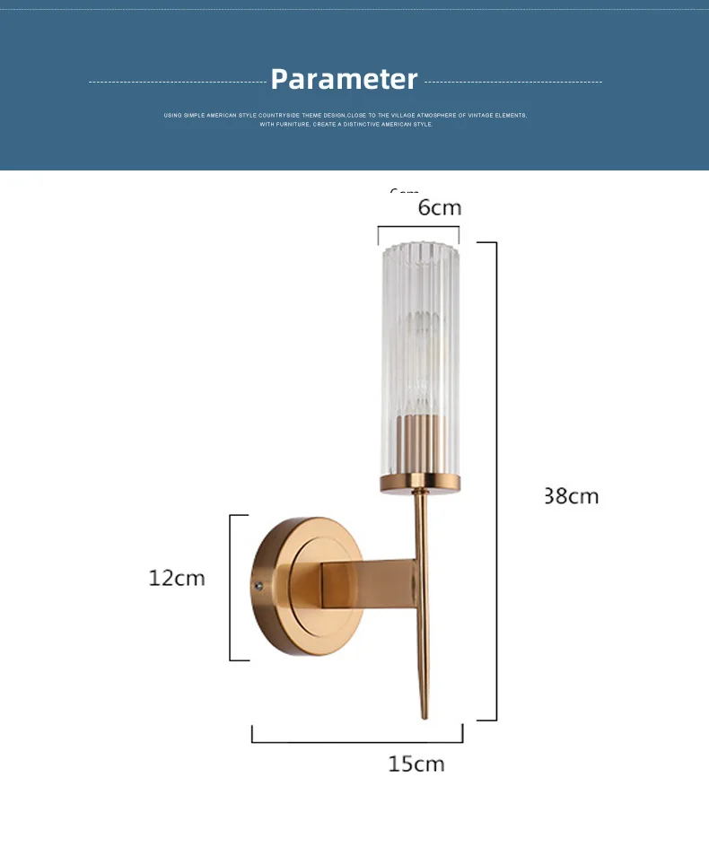 Sala de Estar Moda Golden Wall Light Decoração Luz Corredor Varanda Luxo Hotel Quarto Cabeceira Arandela 2-head 5 Cheap Luminárias de parede