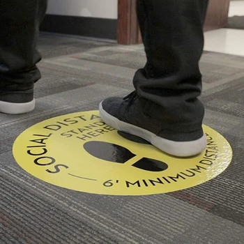 

5pcs Social Distancing Floor Decal Safety Isolation Distance Signs Marker Ground Sticker