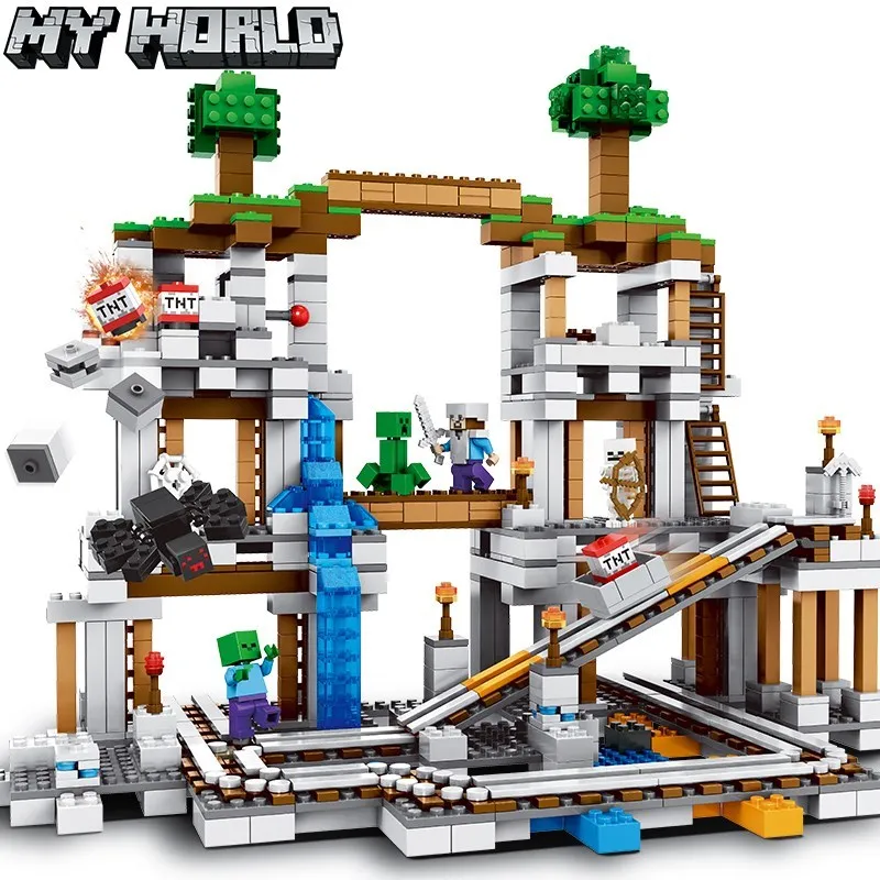 

10179 My World The Mine Building Blocks with Figures Compatible with 21118 Bricks Education DIY Toys Christmas Gift for Children