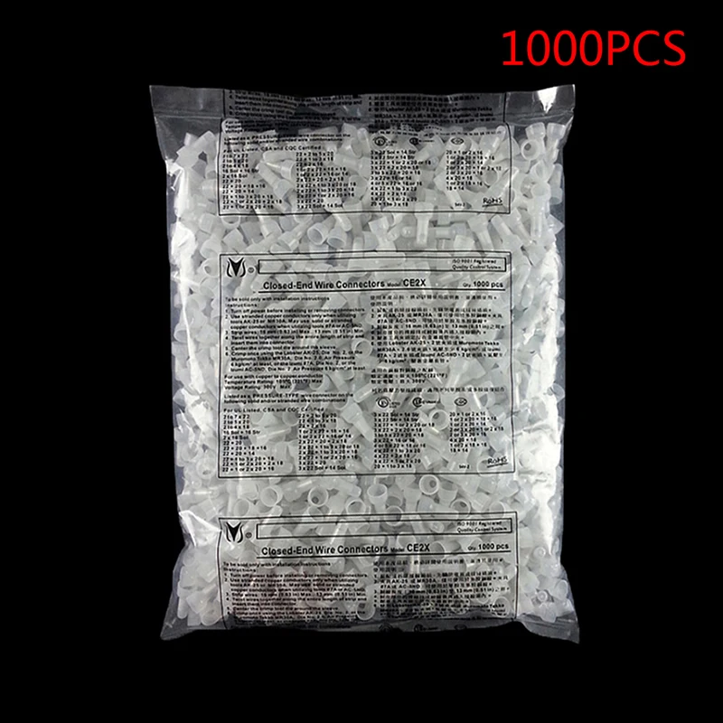 1000 шт. CE1X CE2X CE5XClosed-End соединители проводов обжимной крышка клемм электрические 3 размера