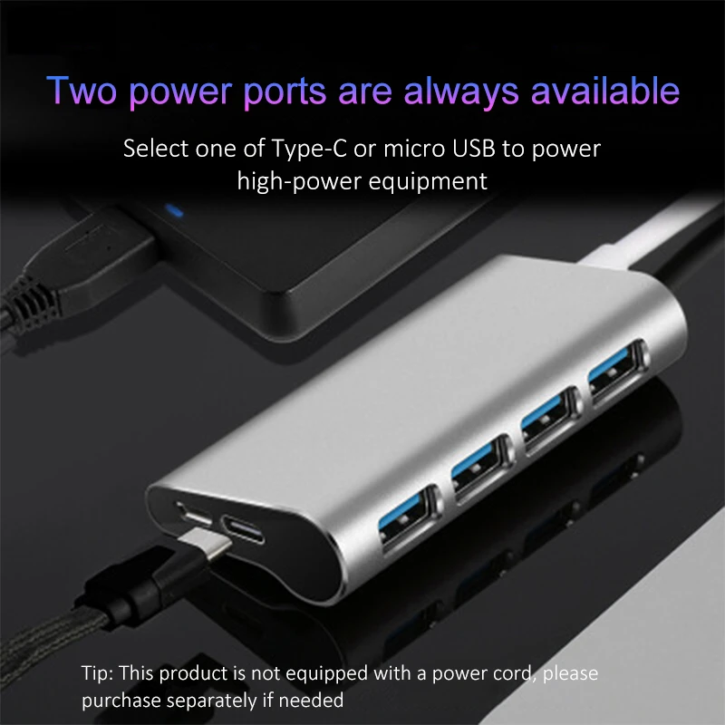 CHYI Супер Скоростной usb-хаб 3,0 многопортовый разветвитель 4 порта Usb3.0 Hab с микро зарядным устройством мини алюминиевый ПК Аксессуары для компьютера
