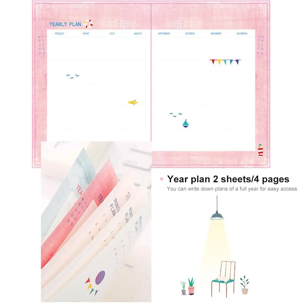 Newest 32K hardcover 128 Sheets Year Planner Hardcover Hard Page Lovely Notebook for Business Office School Students Supplies