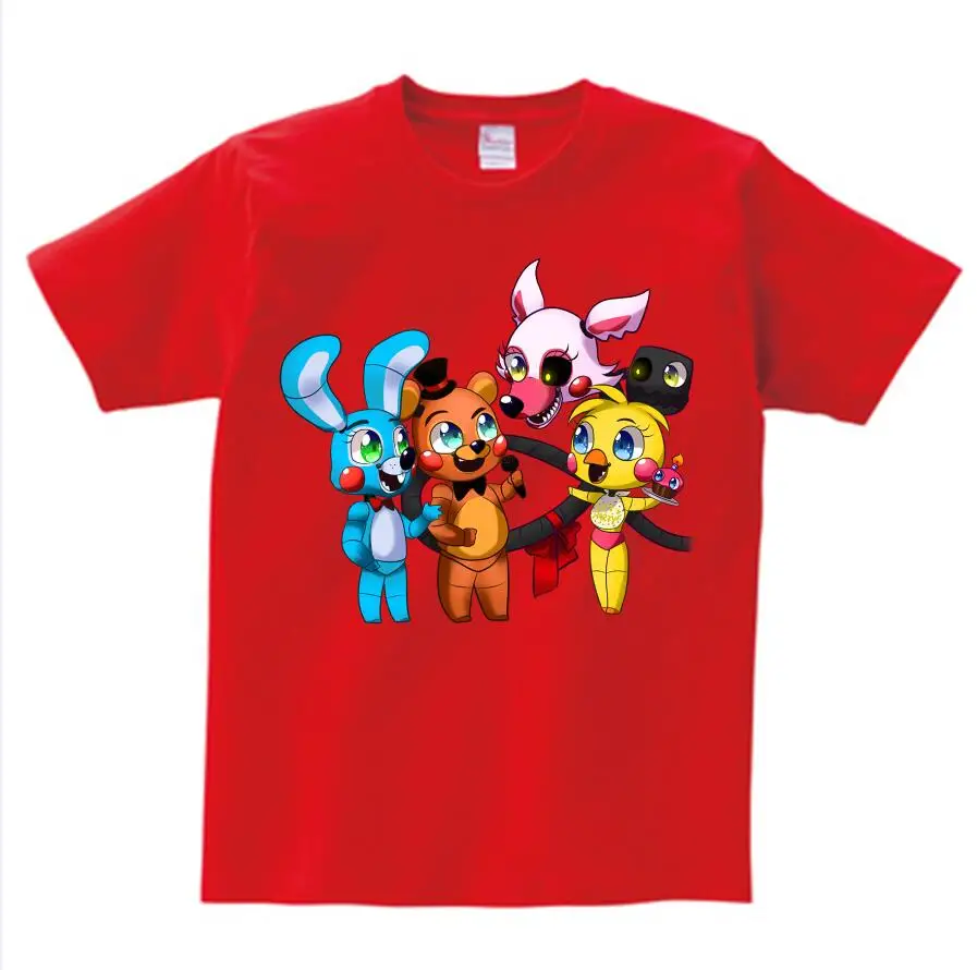 red childreT-shirt Детские От 3 до 8 лет футболки с принтом «пять ночей с Фредди» для мальчиков, новая одежда для больших детей, мальчиков и девочек, летние топы - Цвет: red childreT-shirt