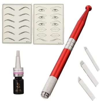 

Eyebrow Practice Pigment With Eyebrow Positioning Manual Tattoo Pen And 12 14 18 Needle Suit