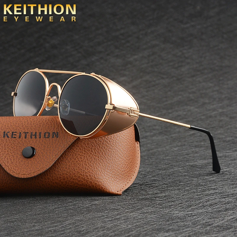 KEITHION de sol redondas Steampunk para hombre mujer, lentes sol Retro, estilo gótico Vintage de Metal, visera lateral, protectores circulares|Gafas de sol para mujer| - AliExpress
