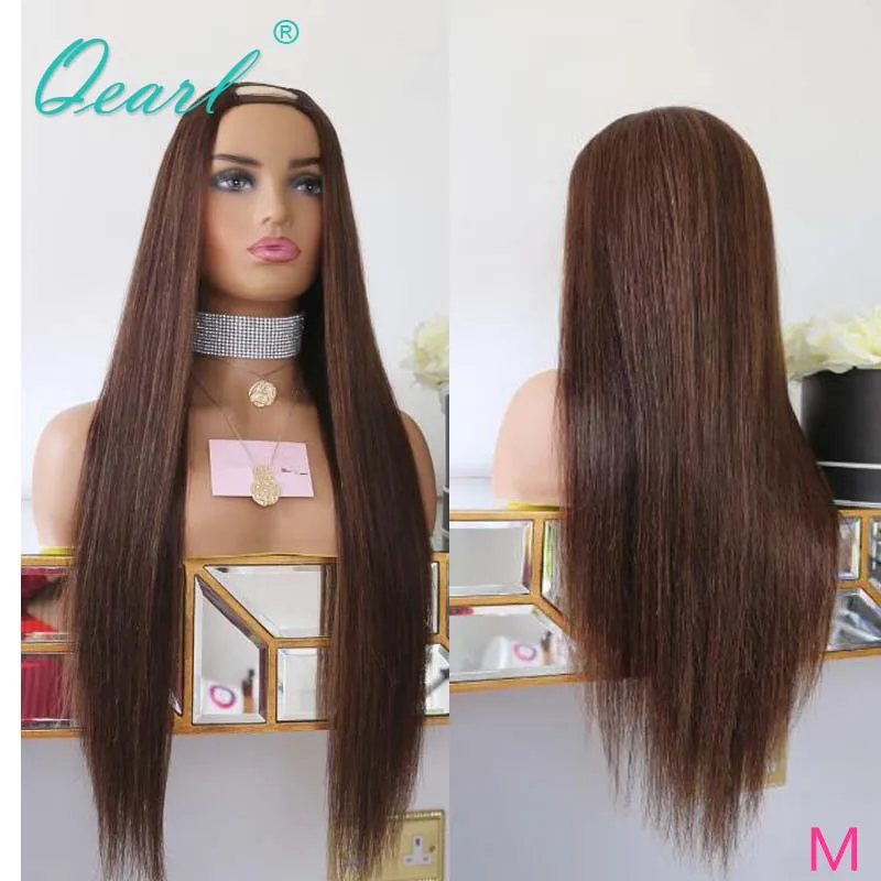 

Auburn Brown Colored Human Hair Wig Glueless Straight U Part Wigs for Women Brazilian Remy Hair 2x4 150% 180% Density Qearl