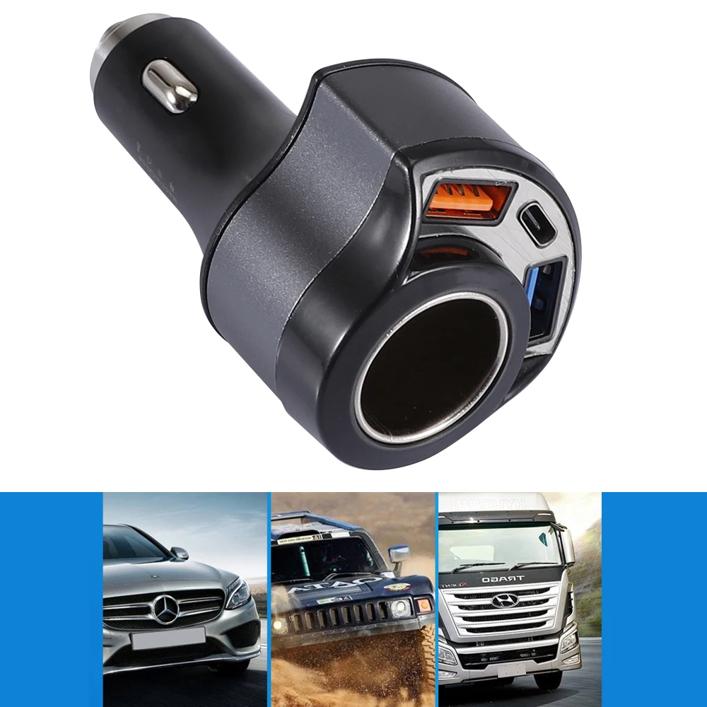 Зарядных порта USB для автомобиля Зарядное устройство быстрой зарядки USB автомобильного прикуривателя Тип C 2-Порты и разъёмы розетка разветвитель для iPhone X 8 Plus Note 8 смартфонов FS