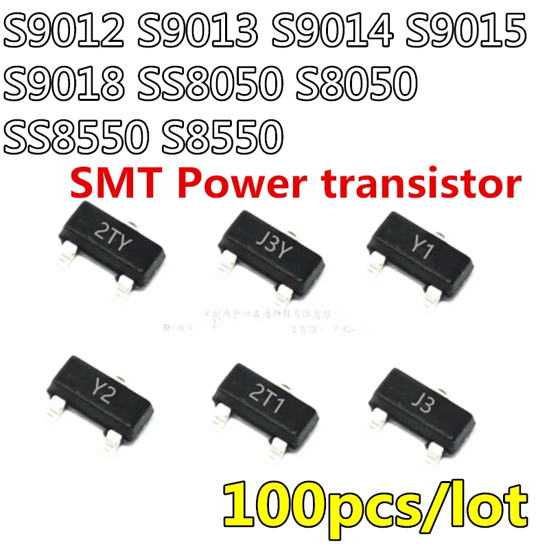 100 шт./лот S9012 2T1 S9013 J3 S9014 J6 S9015 M6 S9018 J8 SS8050 Y1 S8050 J3Y SS8550 Y2 S8550 2TY SOT23 Транзистор |