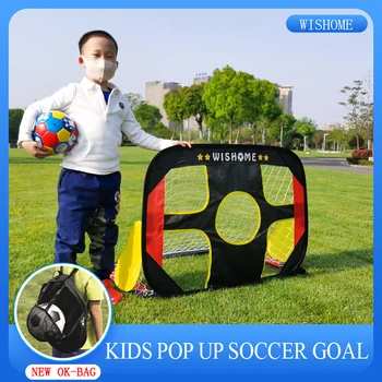 

WISHOME 2in1 Kids Pop Up Soccer Goal Set with Size3 Ball Portable Soccer Goal Net for Backyard Football Gate Indoor Outdoor Toys
