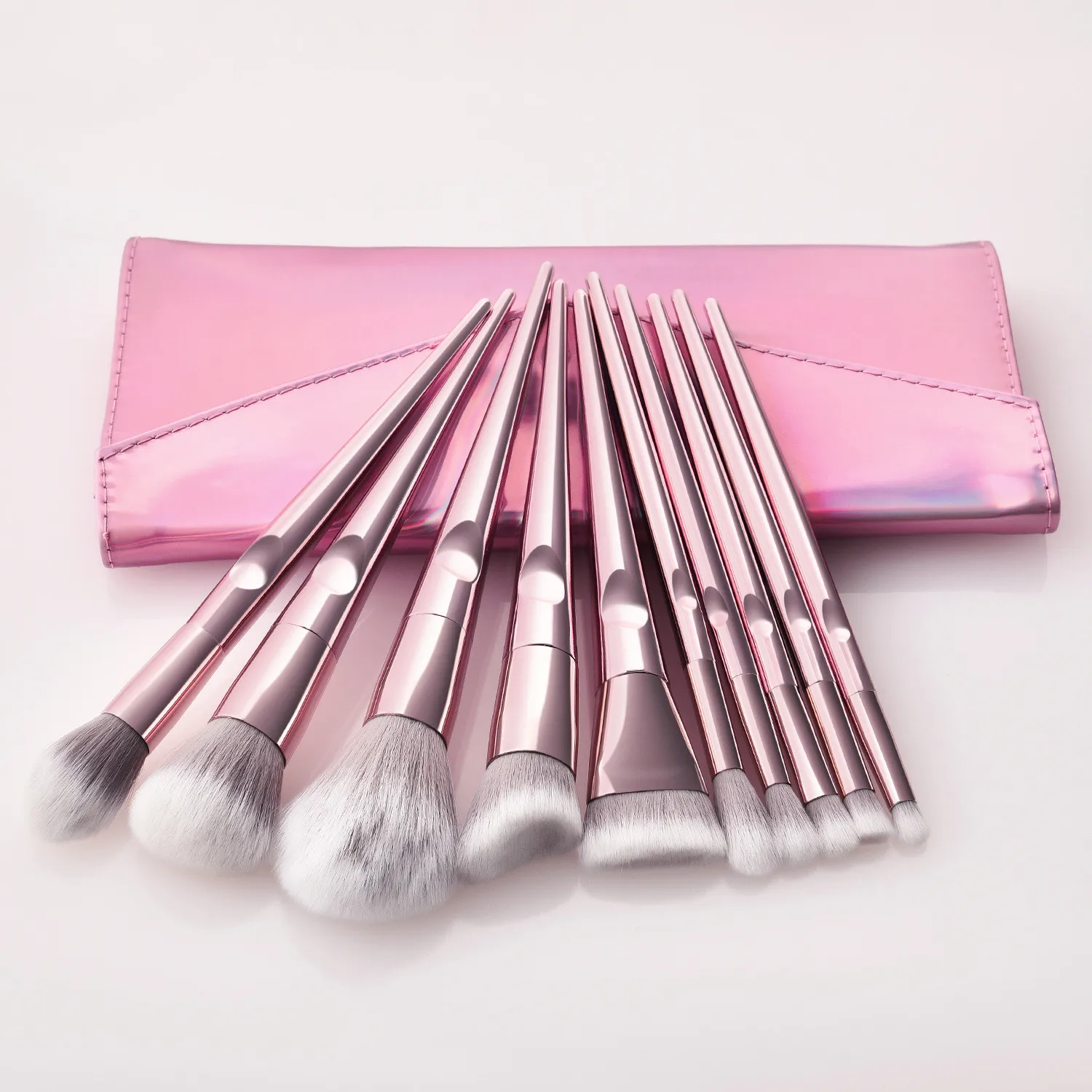 New 10Pcs Eye Makeup Brushes Set Rose Gold Foundation Powder Eyeshadow Make Up Brush