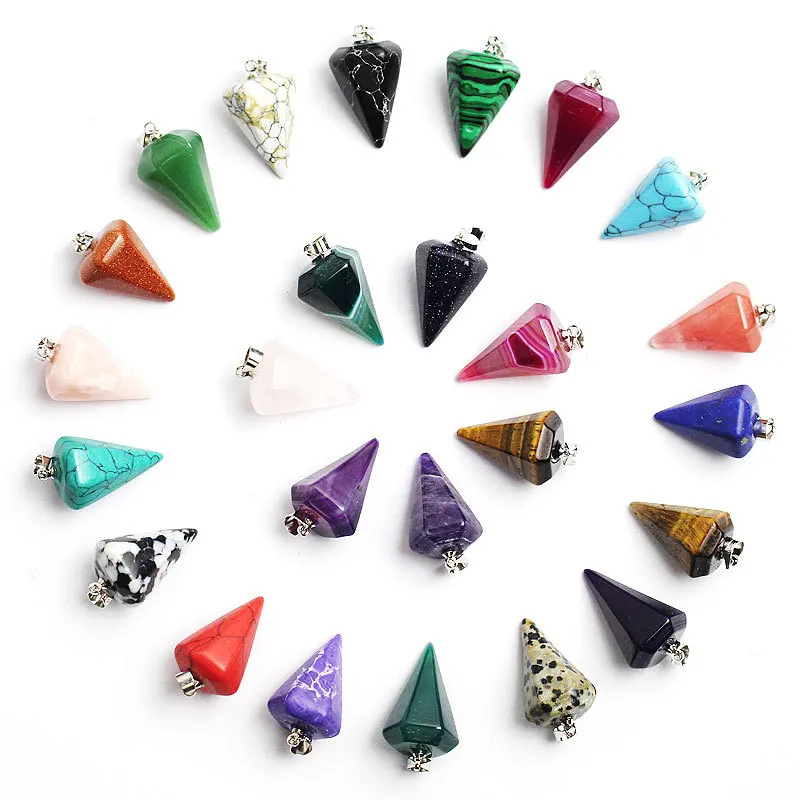 Natural Stone Hexagonal Cone pendants ornament charm Crystal pendant For jewelry making DIY necklace accessories size 30*14mm Natural Stone Hexagonal Cone pendants ornament charm Crystal pendant For jewelry making DIY necklace accessories size 30*14mm