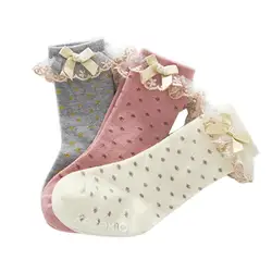 Smartbabyme/носки с галстуком-бабочкой; носки в горошек для маленьких девочек; осенние носки пружина для девочек
