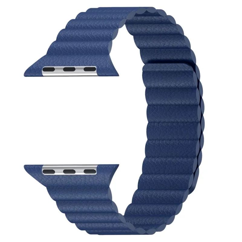 Синий Универсальная кожаная Магнитная часовая полоса для Apple Watch 1 2 3 4 38 мм/40 мм - Цвет: Синий