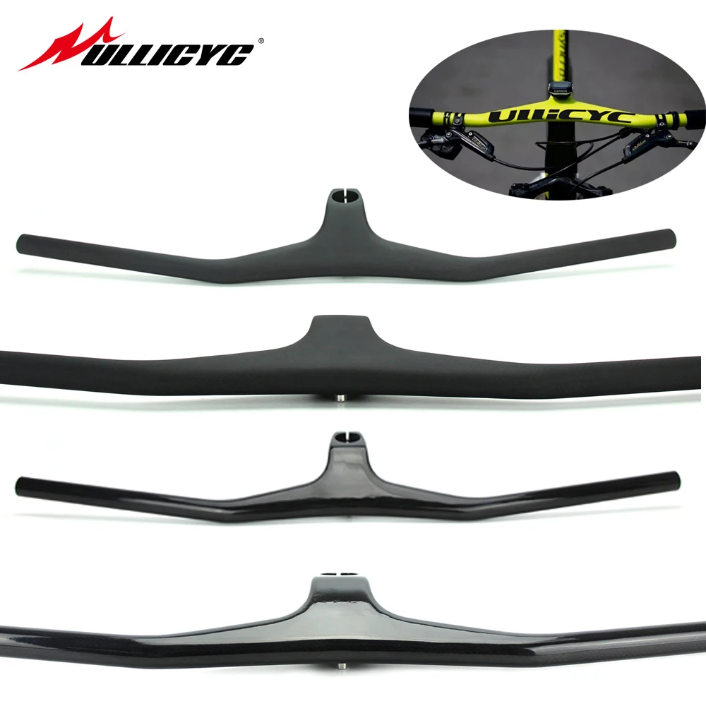 New No Logo 3K/UD Carbon One-shaped Integrated MTB Handlebar Bicycle Riser -17° degree With 80-110mm Match High quality | Спорт и