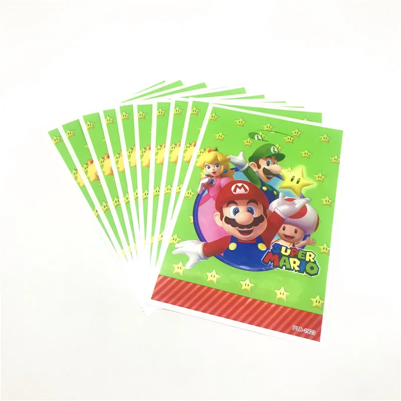 Bolsa de plástico desechable para Decoración de cumpleaños de Super Mario, bolsa de Fiesta Temática para regalo de Cumpleaños de Niños, suministros de Navidad, 10 Uds.