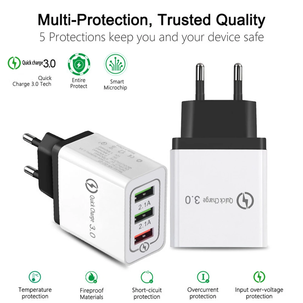 USB зарядное устройство для телефона быстрое зарядное устройство QC 3,0 EU/US вилка настенное зарядное устройство для samsung iphone 6 7 8 9 11X Xiaomi зарядное устройство huawei
