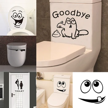

Funny Smile Bathroom Wall Stickers Toilet Home Decoration Waterproof Wall Decals For Toilet Sticker Decorative Poster Home Decor