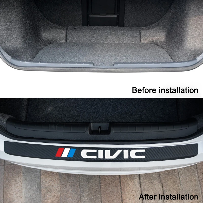 

For Honda civic Car accessories Auto Rear Bumper leather Stickers For Carbon Fiber Protector Car Trunk Guard Plate Film