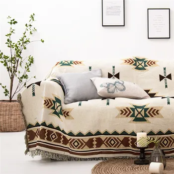 

Geometric Printed Sofa Bed Throw Blanket Knitted Nordic Style Chair Couch Towel Cover Travel Plaid Bedding Tapestry Bedspread