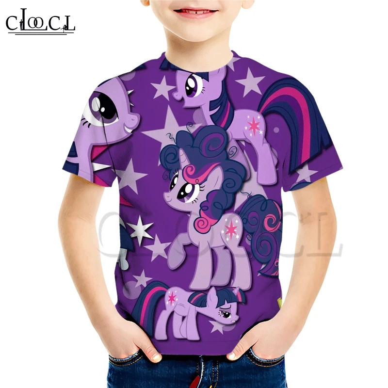 CLOOCL My Little Pony/футболка детская одежда в Корейском стиле с 3D принтом пони модный топ