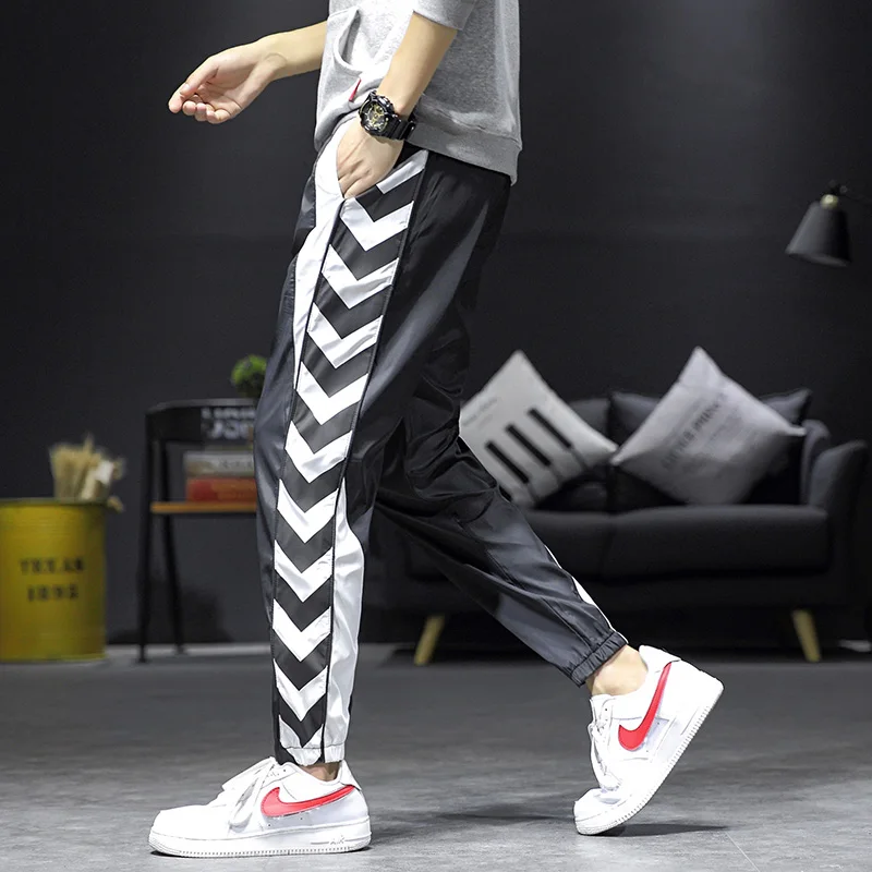Японский стиль Slim Fit Модные мужские Хип поп Твердые женские укороченные брюки