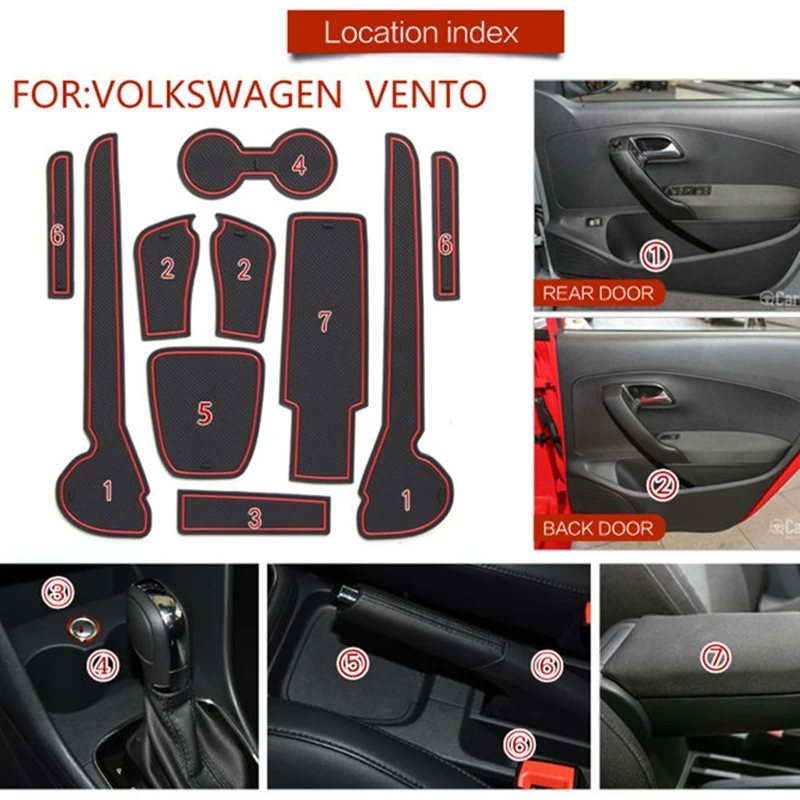 Противогрязный коврик для VOLKSWAGON VENTO Interior VW аксессуары для двери Groove Gate Slot Coaster Противоскользящий коврик для автомобильных интерьеров гелевая накладка