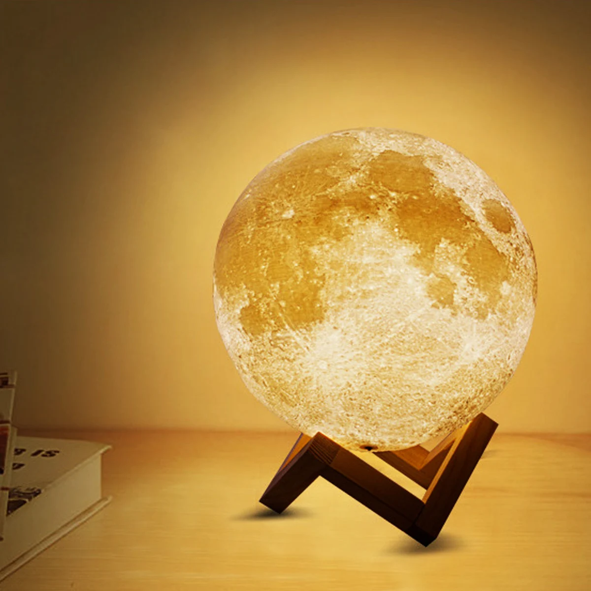 DIDIHOU 3D печать Луны лампы Красочный изменить Usb Креативный светодиодный ночной Светильник для домашнего декора из цельного дерева кронштейн