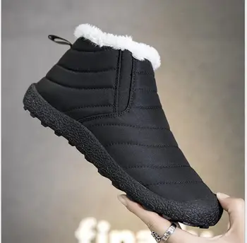 

Winter new plush snow boots female waterproof cotton shoes high to help cotton shoes men