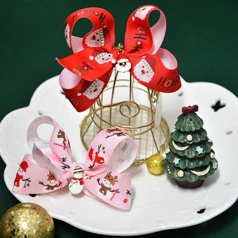 5 Yards/Roll 25mm Christmas Grosgrain Ribbon for Christmas Decoration DIY Sewing Fabric Gift Wrapping Bows for Crafts