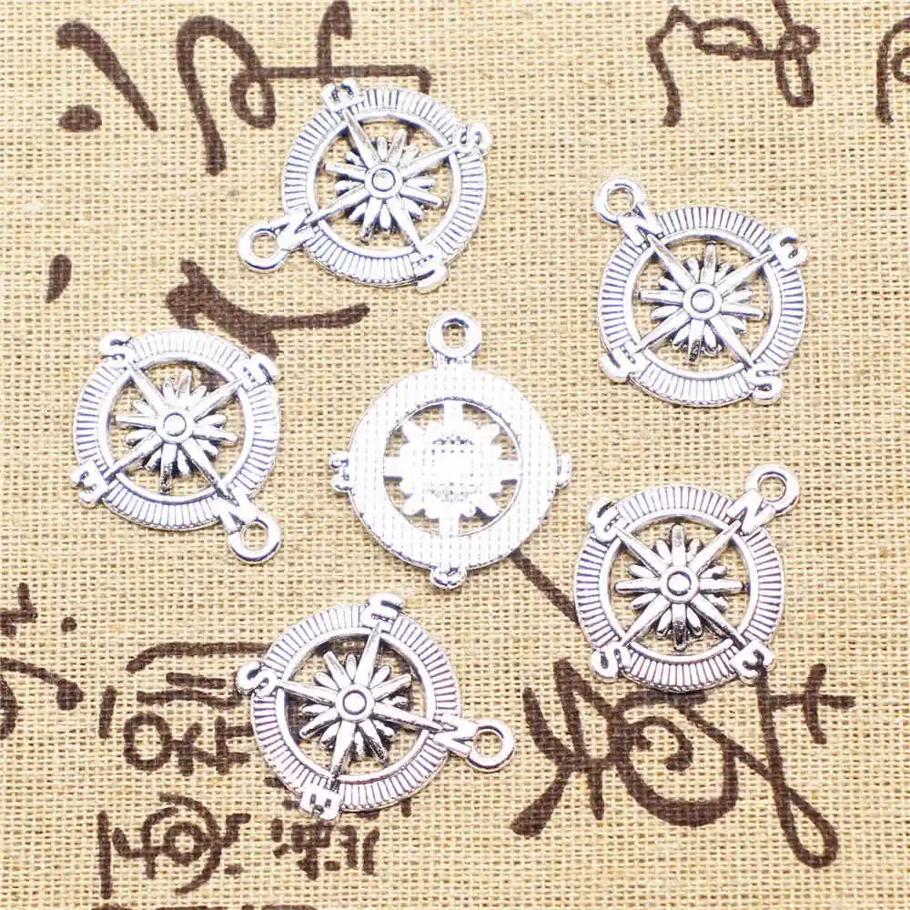 Diy Jewelery Pendants Charm For Jewelry Making 25x29mm Compass Charms Antique Silver Color 20pcs | Украшения и аксессуары