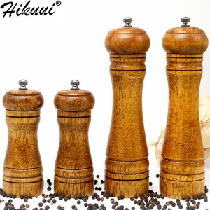 Image 1 - HIKUUI klasyczne drewno dębowe młynek do przypraw pieprzowych zestaw szlifierski ręczny młynek do przypraw młynek ceramiczny rdzeń szlifierski narzędzia do grillowania zestaw