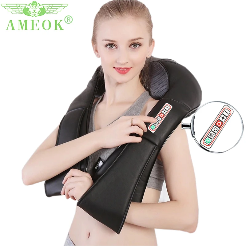 

(with Gift Box)AMEOK U Shape Electrical Shiatsu Back Neck Shoulder Body Massager Infrared Heated Kneading Car/Home Massagem