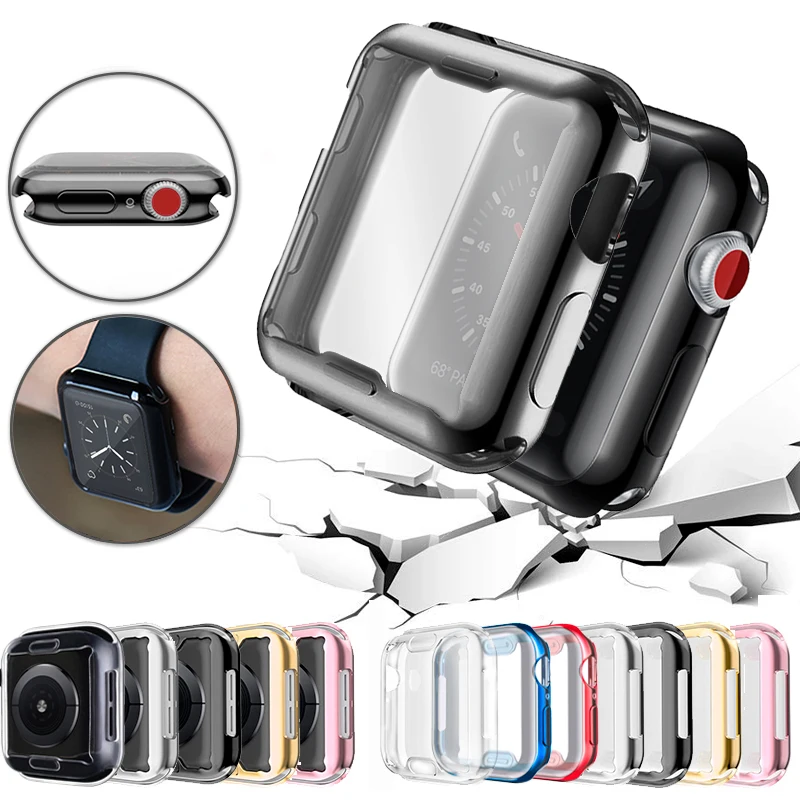 Тонкий чехол для часов Apple Watch 5 4 3 2 1 42 мм 38 мягкая прозрачная защитная пленка из