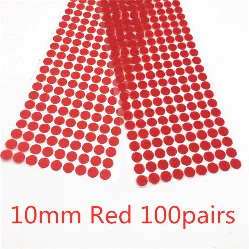 10mm red 100pairs 100 пар 10 мм Цветная Клейкая крепежная лента в горошек липучка и петля Волшебная Наклейка круглая прочная Самоклеящаяся Двойная блокирующая волшебная лента - Цвет: 10mm red 100pairs