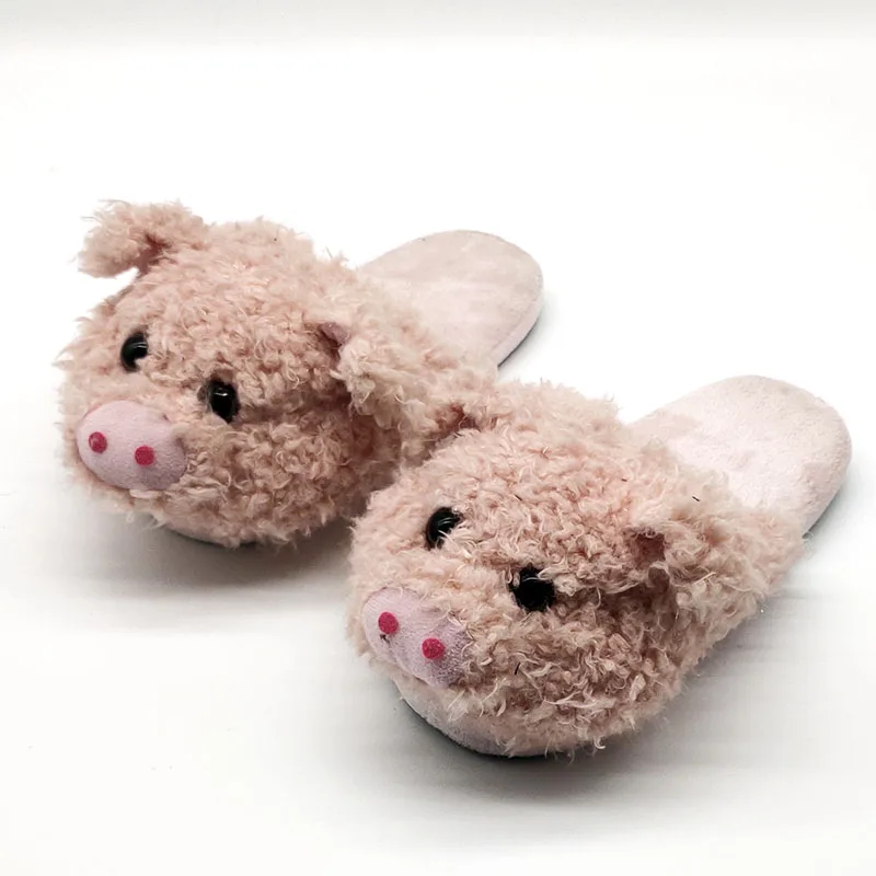 Unisex Cute Pig Animal Slipper For Women Girls Fashion Fluffy Winter Warm Slippers Woman Cartoon House Slippers Funny Shoes
