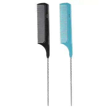 

Round Comb Teeth Alloy Pointed Tail Portable Hair Separate Tail Comb Barber Shop Women Hair Styling Comb