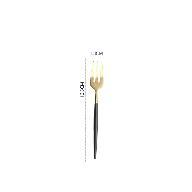 304 нержавеющая сталь 1 шт набор столовых приборов столовая посуда Черное золото кухня столовое серебро стейк нож столовая посуда ложка Вилка палочка для еды Прямая поставка - Цвет: 1pc tea fork